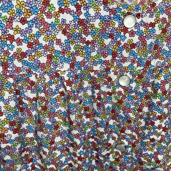 Pink K Sleeveless Blouse Ditsy Floral Pockets Lightweight Cotton Blend Womens 1X - Picture 3 of 11